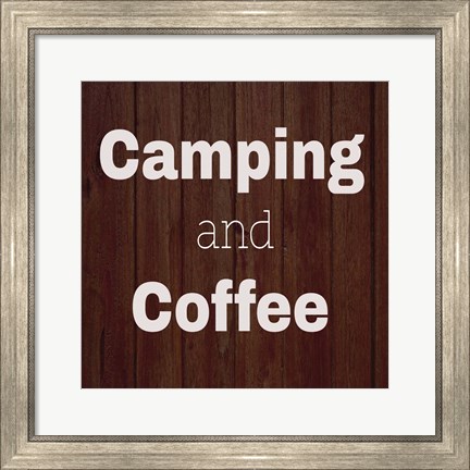 Framed Camping &amp; Coffee Brown Print