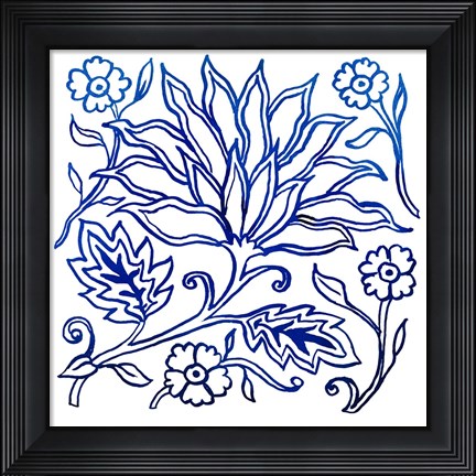 Framed Jodhpur Blues on White I Print