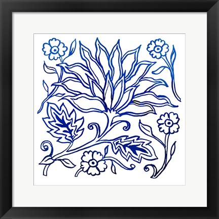 Framed Jodhpur Blues on White I Print
