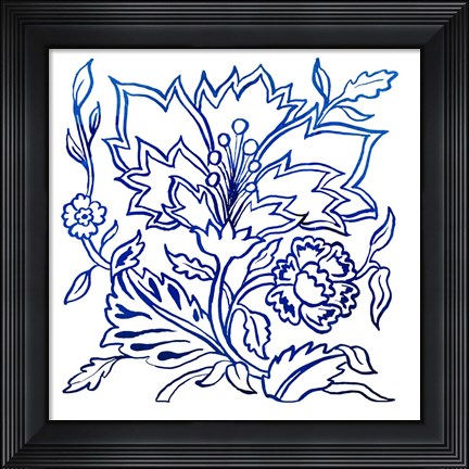 Framed Jodhpur Blues on White II Print