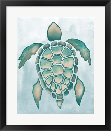 Framed Aquatic Turtle I Print