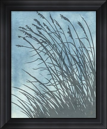 Framed Tall Grasses on Blue I Print