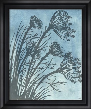 Framed Tall Grasses on Blue II Print