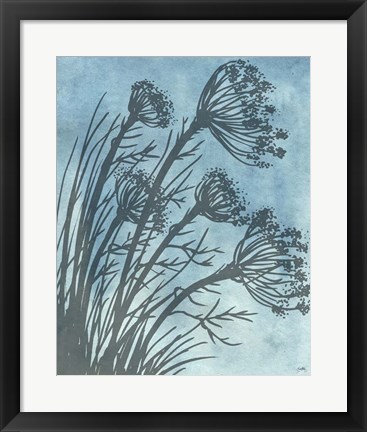 Framed Tall Grasses on Blue II Print