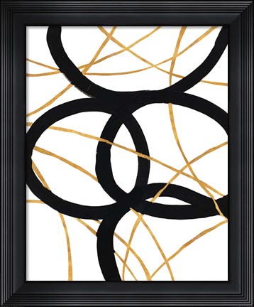 Framed Black and Gold Stroke I Print