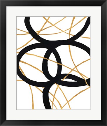 Framed Black and Gold Stroke I Print