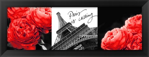 Framed Eiffel Tower Red Roses Print