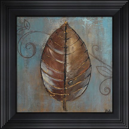 Framed New Leaf V (blue) Print