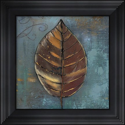 Framed New Leaf VII (blue/grey) Print