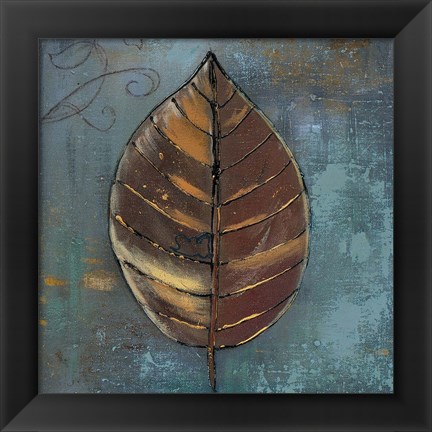 Framed New Leaf VII (blue/grey) Print