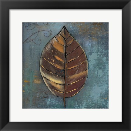 Framed New Leaf VII (blue/grey) Print