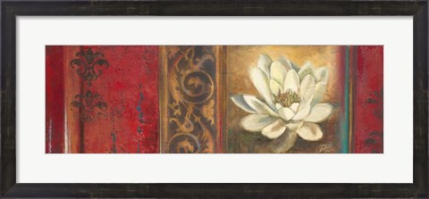 Framed Red Eclecticism with Water Lily Print