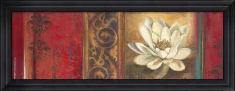 Framed Red Eclecticism with Water Lily Print