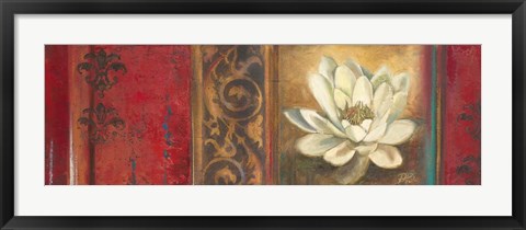 Framed Red Eclecticism with Water Lily Print