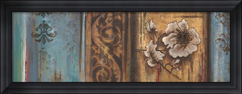 Framed Blue Eclecticism with Floral I Print