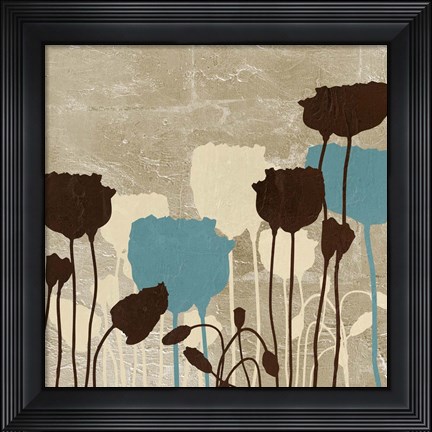 Framed Floral Simplicity III (blue) Print