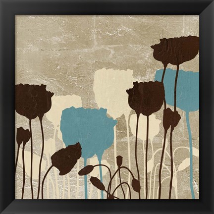 Framed Floral Simplicity III (blue) Print