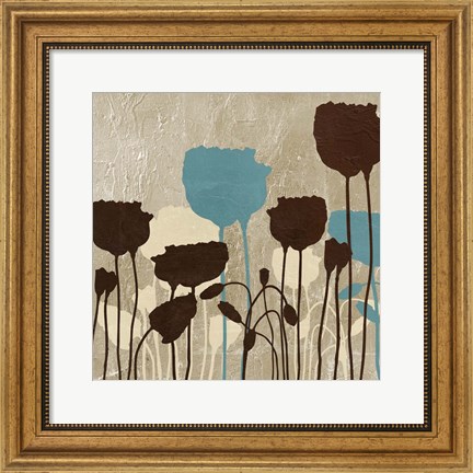Framed Floral Simplicity IV (blue) Print