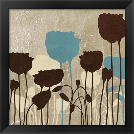 Framed Floral Simplicity IV (blue) Print