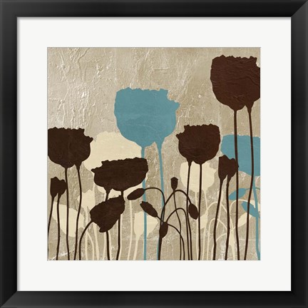 Framed Floral Simplicity IV (blue) Print