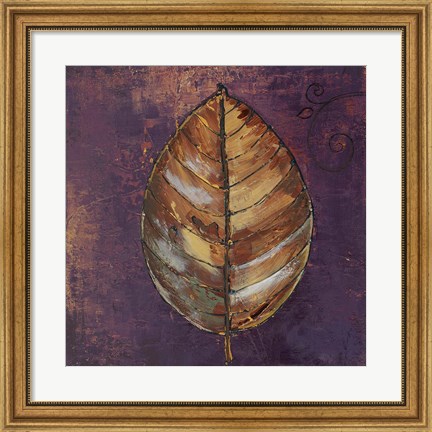 Framed New Leaves I (Purple) Print