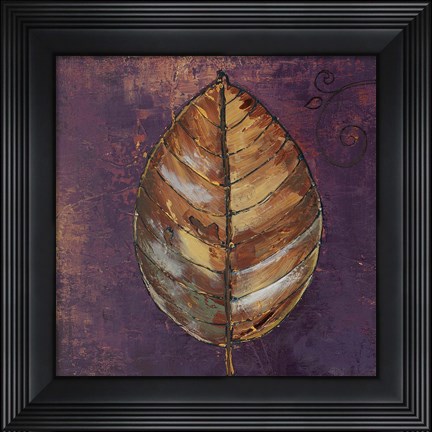 Framed New Leaves I (Purple) Print