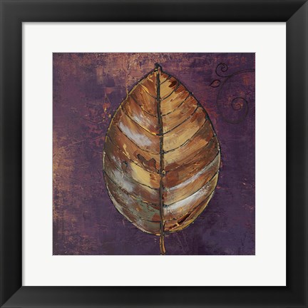 Framed New Leaves I (Purple) Print