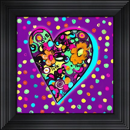 Framed Neon Hearts of Love I Print