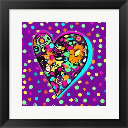 Framed Neon Hearts of Love I Print