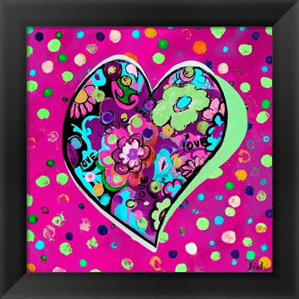 Framed Neon Hearts of Love II Print