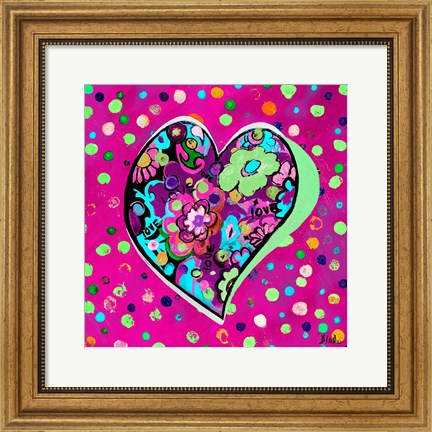 Framed Neon Hearts of Love II Print