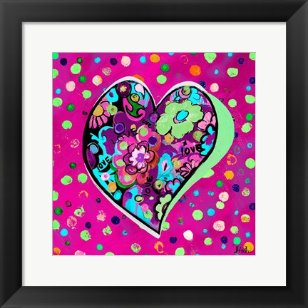 Framed Neon Hearts of Love II Print