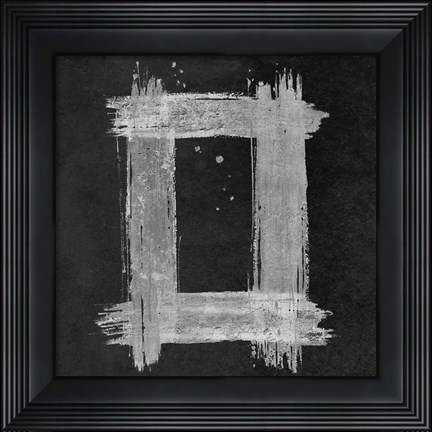 Framed Silver Rectangle on Black Print