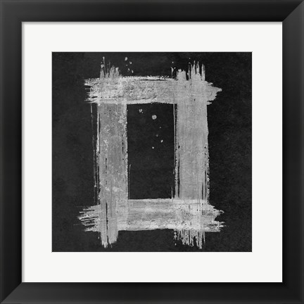 Framed Silver Rectangle on Black Print