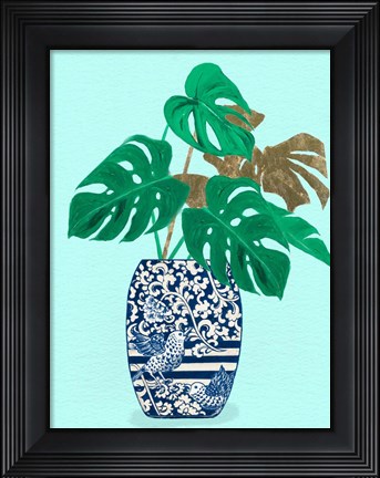 Framed Jungle Leaves in Vase Print