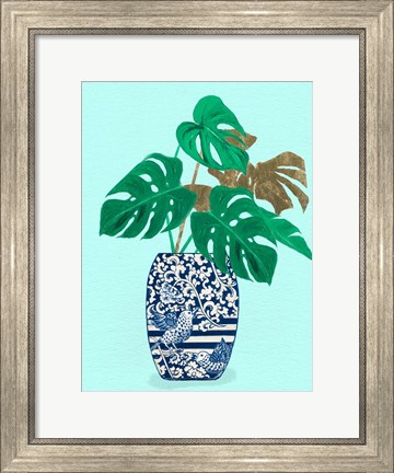 Framed Jungle Leaves in Vase Print