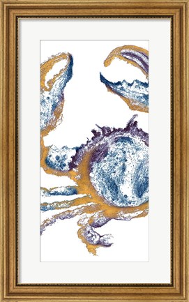 Framed Surf Side Golden Blue Crab Print