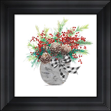 Framed Holiday Flowers I Print