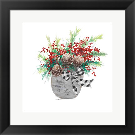 Framed Holiday Flowers I Print