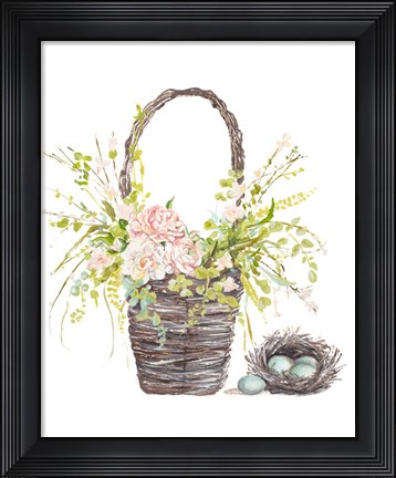Framed Spring Flower Basket Print