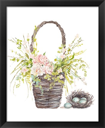 Framed Spring Flower Basket Print