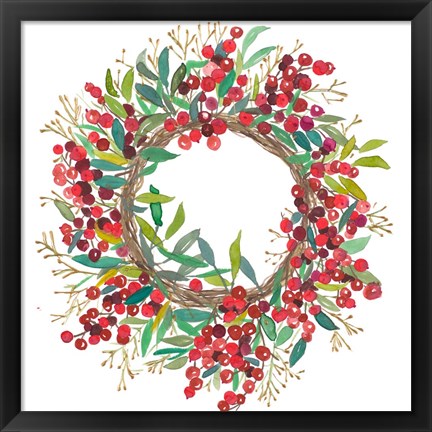Framed Christmas Wreath Print