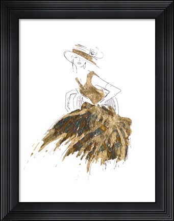 Framed Fashion in Gold II Print