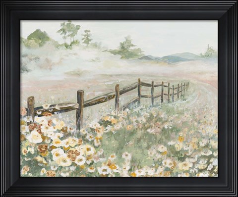 Framed Fence with Flowers Print