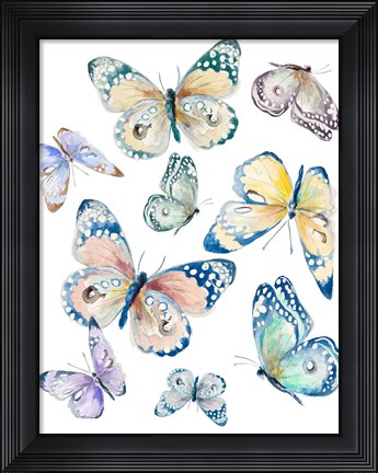 Framed Colorful Isolated Butterflies Print