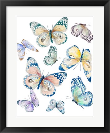 Framed Colorful Isolated Butterflies Print