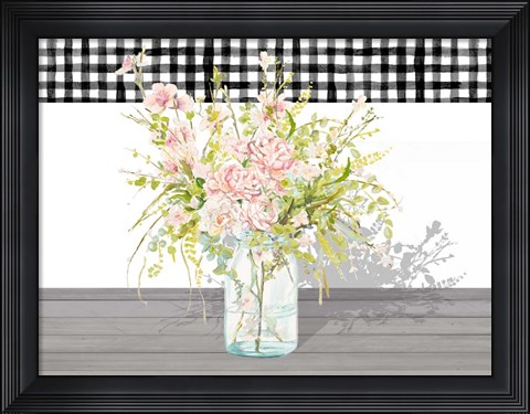 Framed Spring Bouquet in a Glass Jar Print