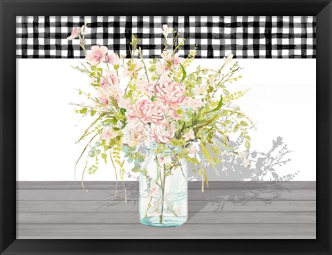 Framed Spring Bouquet in a Glass Jar Print