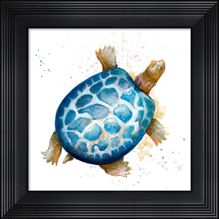 Framed Tortuga Azul Square Print