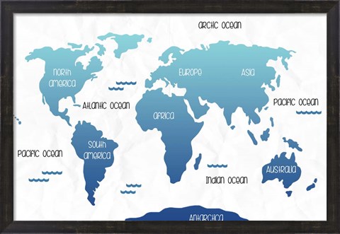 Framed Continental Map I Print